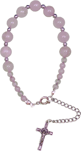[ARM-72BCKR005] Bracelet - pierre naturel - quartz Rose (Ø10mm)