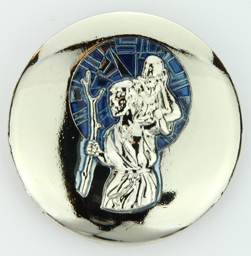 [ATM-46KRI089BL] Magnet St Christophe - vitro/bleu (Ø40mm)