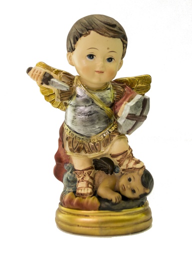 [BLD-32MIC09] Statue St Michel (enfantin) - résine - 9cm