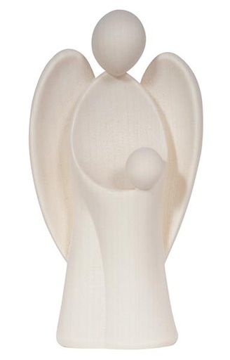 [BLD-57EGBJ09N] Beeld Engelbewaarder/jongen - houtsnij/natuur - 9cm