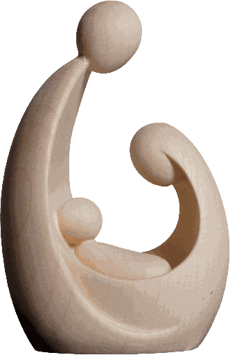 [BLD-57FAD07N] Beeld H Familie - houtsnij/natuur - 7cm