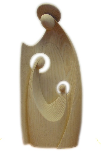 [BLD-57FAM10N] Beeld H Familie - houtsnij/natuur - 10cm