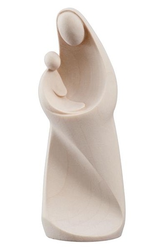 [BLD-57MAD12N] Beeld Madonna/kind/strak - houtsnij/natuur - 12,5cm