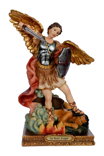 [BLD-80MIC18] Statue St Michel - polyst/couleur - 18cm