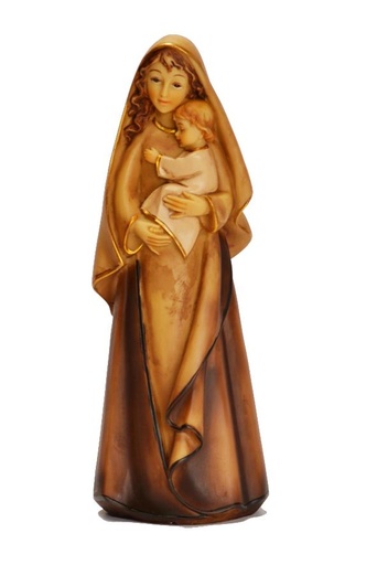 [BLD-80OLK12M91] Statue Vierge & enfant - résine/brun - 12cm