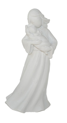 [BLD-93FAB21WT] Meisje met baby  - kunsthars/wit - 13 cm