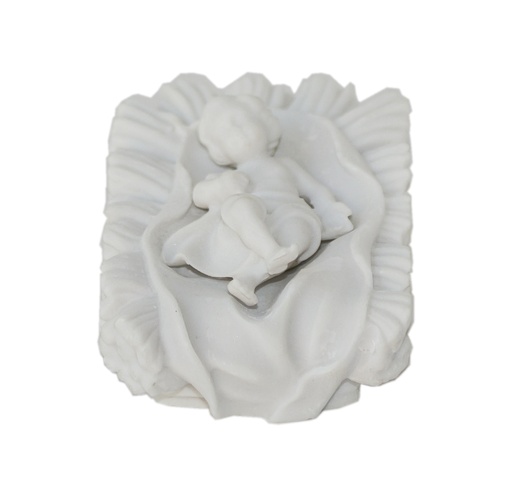 [BLD-93JKW49WT] Jésus beerceau  - résine/blanche - 6 cm