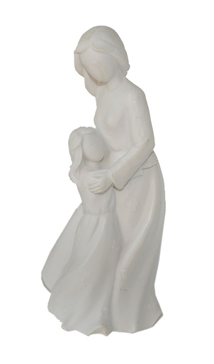 [BLD-93MAF29WT] Mére avec fillette  - résine/blanche - 12 cm