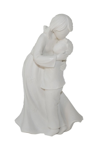 [BLD-93MAG28WT] Mére avec garçon  - résine/blanche - 12 cm
