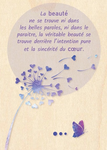 [CRT-04WC004] Carte en bois - 10x14cm - La beauté ne se trouve ni...