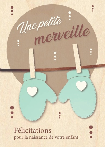 [CRT-04WC009] Wenskaart hout - 10x14cm - Une petite merveille ...