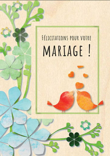 [CRT-04WC011] Wenskaart hout - 10x14cm - Félicitations pour votre mariage