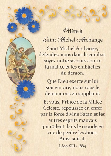 [CRT-04WC042] Wenskaart hout - 10x14cm - Prière … Saint Michel