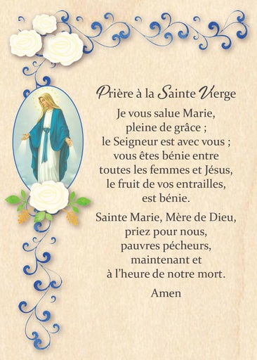[CRT-04WC044] Wenskaart hout - 10x14cm - Prière … la Sainte Vierge