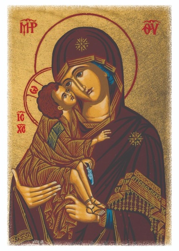 [CRT-04WC047] Carte en bois - 10x14cm - Vierge de Tendresse