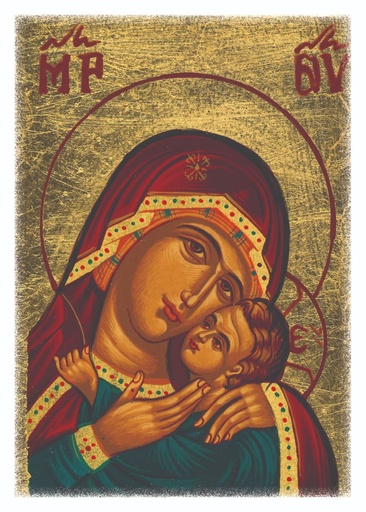 [CRT-04WC049] Carte en bois - 10x14cm - Vierge de Korsum