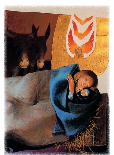 [CRT-04WC055] Carte en bois - 10x14cm - Nativité/Arcabas