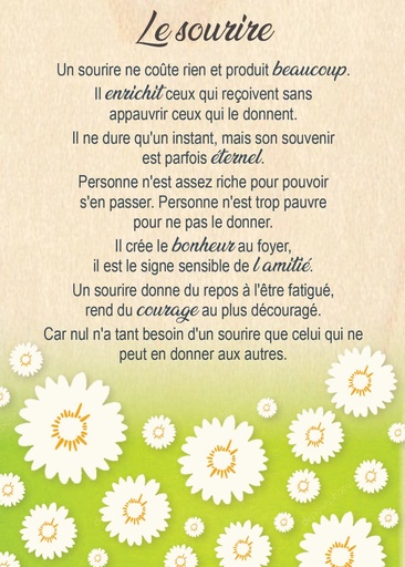 [CRT-04WC059] Carte en bois/magnet - 10x14cm - Le sourire