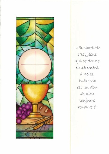 [CRT-18VET133] Dubbelkaart/vitro - Kommunie ' L'Eucharistie c'est …' - cello+omslag (110x150mm)