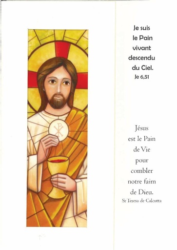 [CRT-18VET134] Dubbelkaart/vitro - Kommunie 'Je suis le Pain…' - cello+omslag (110x150mm)