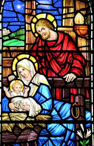 [CRT-18VIT124] Kerstkaart/vitro H. Familie - 10,5x15cm/cello+omslag