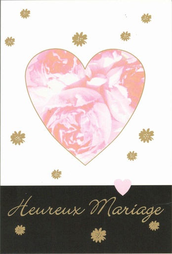 [CRT-19MAR7F] Doppelkarte Hochzeit - 'Heureux Mariage' (120x170mm)