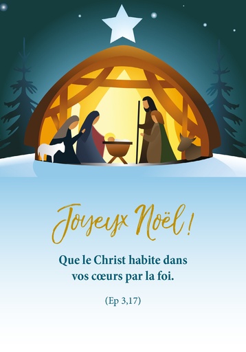 [CRT-21NS057] Kerstkaart 10,5x15cm - Que le Christ habite... Ep 3,17