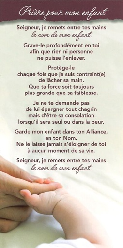 [CRT-31CT004] Tekstkaart 10,5x21cm + enveloppe - Prière pour mon enfant