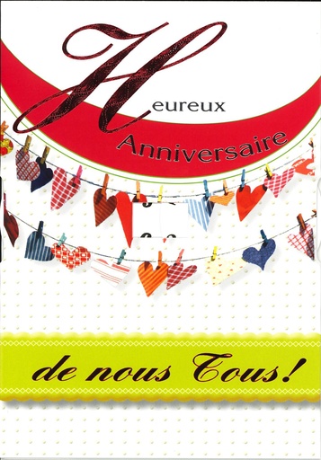 [CRT-50ANN32837] Wenskaart/cello+omslag - 'Heureux Anniversaire' (120x170mm)