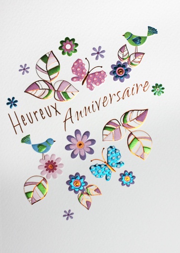 [CRT-50ANN32985] Wenskaart Heureux anniversaire - 12x17cm/cello+omslag