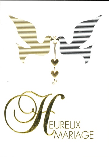 [CRT-50MAR34071] Wenskaart Heureux Mariage - 12x17cm/cello+omslag