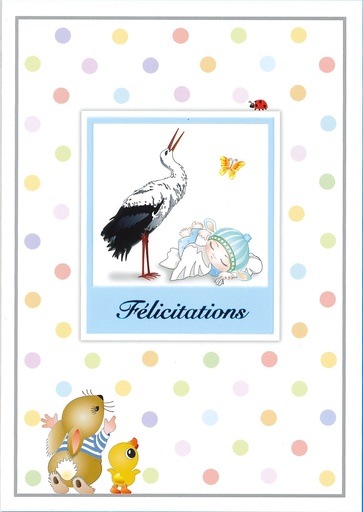 [CRT-50NAI34068] Carte double Félicitations - 12x17cm/cello+omslag