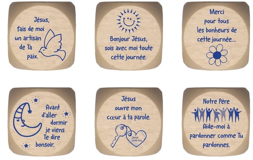 [DBL-01KFR01] Dé de prières pour enfants - Français/bleu