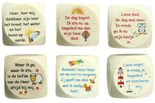 [DBL-41NL05] Dobbelsteen - kindergebedjes - Nederlands/39mm/meerkleurig