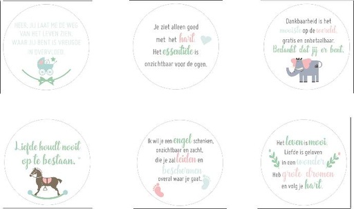 [DBL-41NL06] Dobbelsteen/wit - kindergebedjes 'Dank' - 49mm/meerkleurig