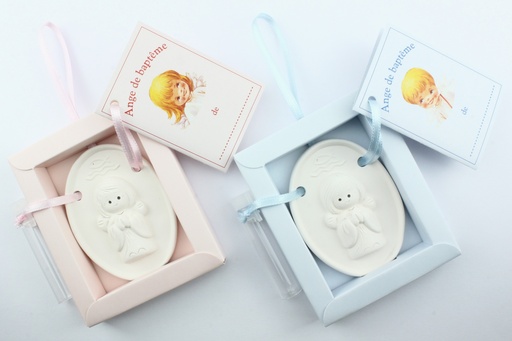 [ENG-01EB159] Oval angel white - French/UMDV-RR  - Blue/Rose assorted