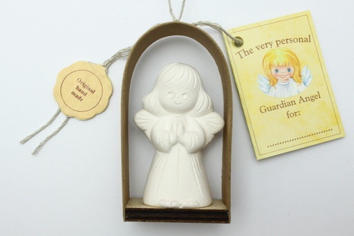 [ENG-01WT107EN] Big standing angel in bow porcelain - English/T-700-0