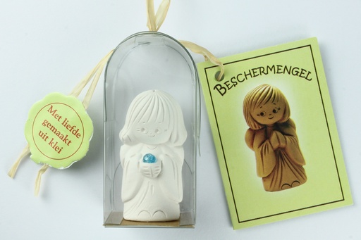 [ENG-01WT117NL] Beschermengel TC wit/imm. cristal steentje - in cello verpakking - Nederlandse tekst - assorti