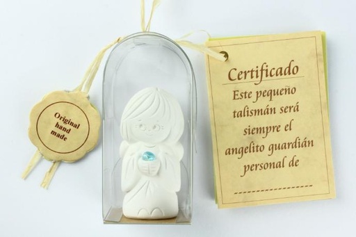 [ENG-01WT117SP] Gardien angel white with stone assorti in fiol - Tekst Spani