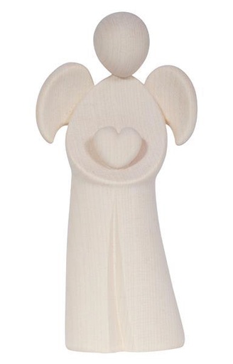 [ENG-57AMO09N] Ange avec coeur - bois sculp/natur - 9cm