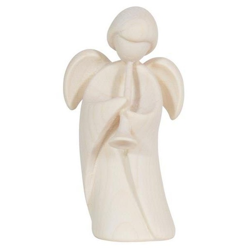 [ENG-57PE017N] Engel met trompet - houtsnij/natuur - 7,5cm