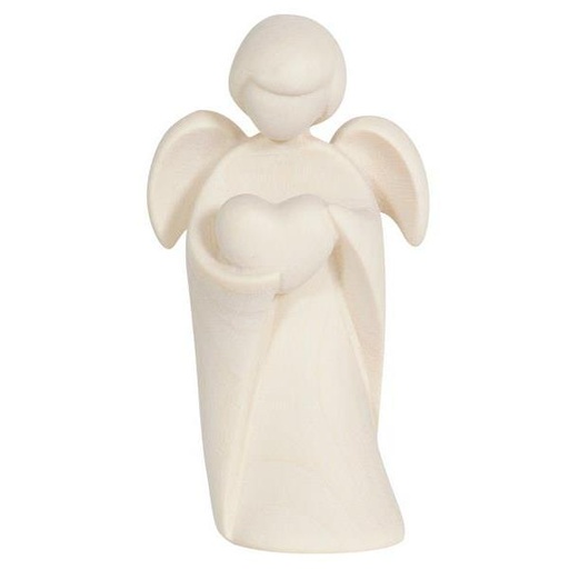 [ENG-57PE057N] Engel met hart - houtsnij/natuur - 7,5cm