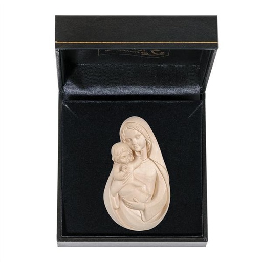 [ETU-57OLK06WL] Vierge avec enfant/etui - bois sculpte/coloré (65x39mm)