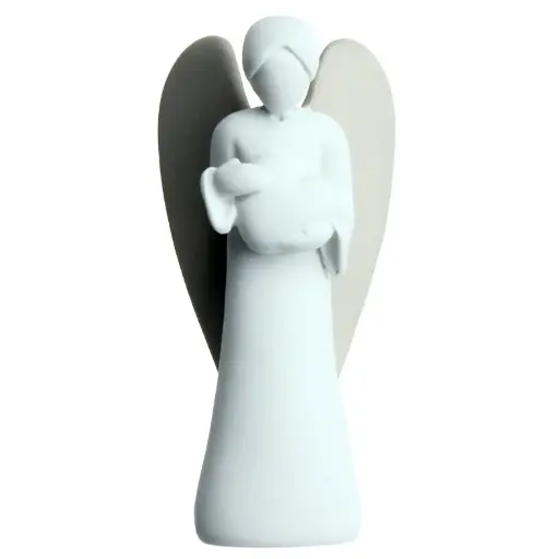 [BLD-99M06] Engel hart houdend - kunsthars/wit - 9cm