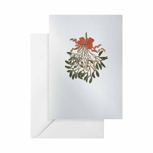 [GIR-82BP11343] CARTE DOUBLE BOUQUET DE GUI 10.5*14.8 CM