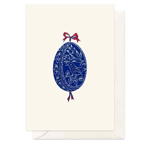 [GIR-82BP11414] CARTE DOUBLE OEUF DE PAQUES BLEU 10,5*14,8 CM