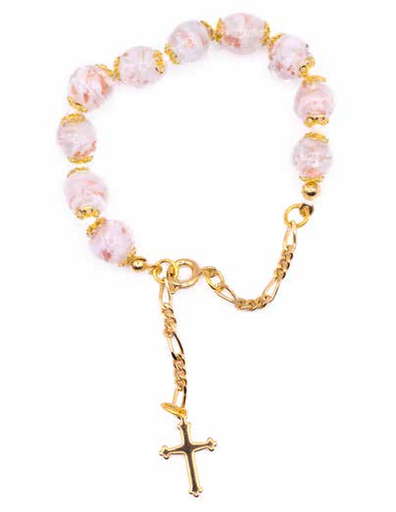 [GIR-82BRA6] BRACELET MURANO CORAIL BLANC