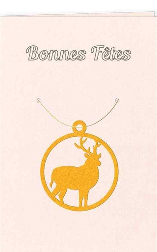 [GIR-82CDDECN3] CARTES DOUBLES DECO NOEL BONNES FETES CERF
