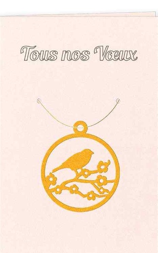 [GIR-82CDDECN8] CARTES DOUBLES DECO  NOEL TOUS NOS VOEUX OISEAU