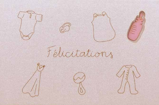 [GIR-82CDDESCH21] CARTES DOUBLES DESSINS NAISSANCE ROSE